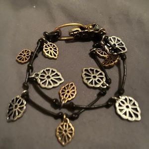 Lucky brand leather bracelet with leaves
